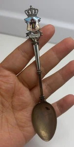 Antique 800 Fine Silver & Enameled Munich Germany Souvenir Spoon 5" - Picture 1 of 7