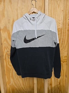 Nike Dry-Fit Men's Medium Black White And Grey Pullover Hoodie - Picture 1 of 3