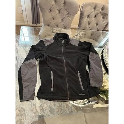 Chaqueta LL Bean Mujer Pequeña Negra Gris Polar Cremallera Abrigo Damas Aire Libre Adulto Foto 1 de 4
