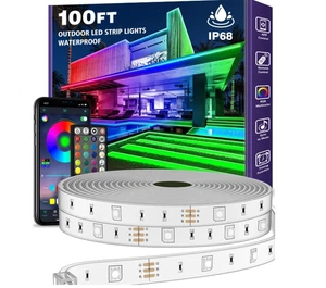 100 Fuß Außen LED Streifen Lichter Wasserdicht mit Bluetooth App/Fernbedienung - Bild 1 von 4