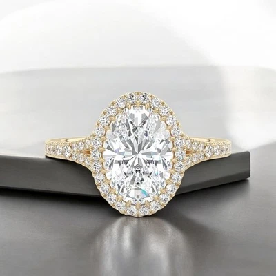 Diamond Wedding Ring 2.60 Carat Oval Cut  IGI Lab Grown 14k Yellow Gold - Image 1 of 4