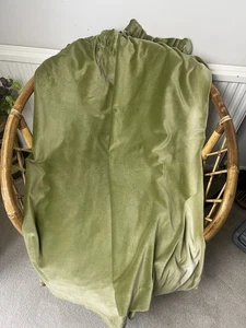 Vintage Green Lined Velvet Curtains Pair 74cm X 11cm Satisfactory - Picture 1 of 12