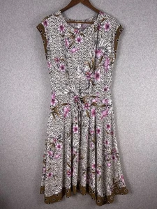 WHBM Maxikleid Damen M Mehrfarbig Leopard Blumen Ärmellos Bindeband Taille Stretch - Bild 1 von 8