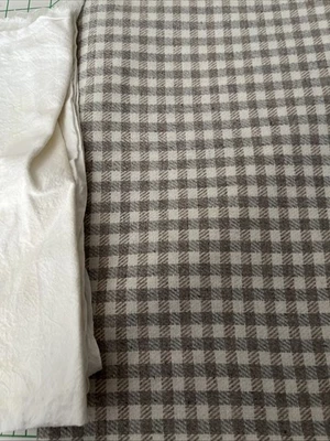 Houndstooth Cream, Camel & Gray Wool Fabric 60" W SBTHY - Image 1 of 4
