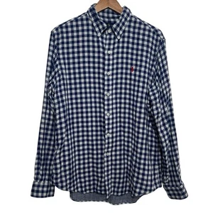 Ralph Lauren Hemd Herren Large Blau Gingham Button Down Gaze Langarm Double " - Bild 1 von 9