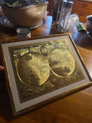 TERRARUM ORBIS GEOGRAPHICA TERRESTRE Framed Gold Foil Old World Map - Image 1 of 4