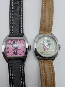 2 Vintage Disney Mickey Minnie Mouse Watches New Batteries Working - Picture 1 of 6