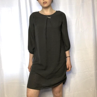 Vestido para mujer H&M talla 8 gris manga 3/4 hasta la rodilla trabajo de negocios Foto 1 de 4