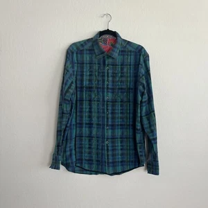Robert Graham Drachen bestickt grün & blau kariert Knopfleiste Herren XL Hemd - Bild 1 von 11