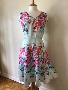 FENN WRIGHT MANSON FLORAL FIT & FLARE OCCASION / PARTY DRESS U.K. 16 - Picture 1 of 6