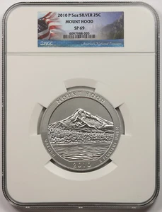 2010-P ATB Mount Hood Oregon Silver 5oz 25C SP 69 NGC America the Beautiful - Picture 1 of 4