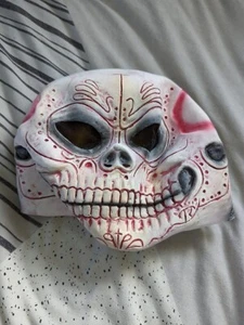 White DOTD Rubber overhead mask Halloween Monster Skull Mexican Day of the Dead - Picture 1 of 10