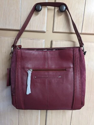 NUEVO CON ETIQUETAS Nino Bossi Merlot Cuero Genuino Bolso de Hombro Cartera Hobo Bolso Ciruela Borgoña Foto 1 de 4