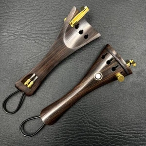 2pcs Natural ebony Violin Tail Piece With Gut Fine tuner 4/4 - Picture 1 of 1