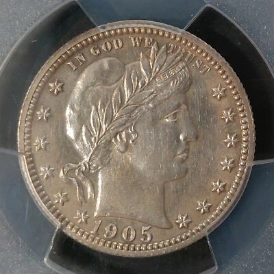 ✰ 1905 PROOF US BARBER QUARTER 25c Coin Slabbed PCGS Severly Undergraded Beauty✰ - Image 1 of 4