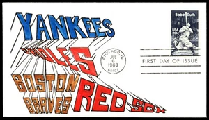 1983 Babe Ruth FDC Yankees, Orioles, Red Sox, Braves HC Cover Outlet Cachet - Picture 1 of 2