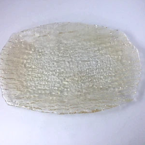 Crate and Barrel Texture Glass Serving Platter 14" Cream Gold - Picture 1 of 5