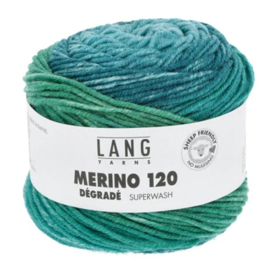 LANG YARNS Lana Creativa! Filati lunghi - Merino 120 degradi - Fb. 18 verde petrolio blu 50 g