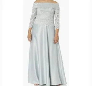 Cachet Women's Off The Shoulder Mother of The Bride Gown, Celadon, 10 - Picture 1 of 3