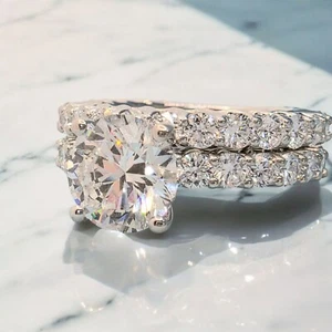 5.68 Ct D VS1 Lab Grown Diamond Engagement Ring With Band IGI Certified Diamond - Picture 1 of 13