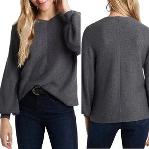 Neu 1.State Größe Medium Blasenärmel grau gerippt Baumwollmischung Pullover - Bild 1 von 8