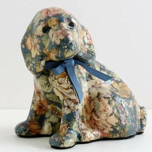Decoupage Patchwork Floral Porzellan Hund Figur - süßer English Cocker Spaniel - Bild 1 von 7
