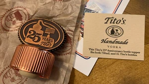 Tito’s Vodka 25th Anniversary Collector’s bottle topper - Picture 1 of 5