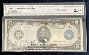 1914  $5 White-Mellon, Philadelphia, Fr-885a, 25 Very Fine - Picture 1 of 2