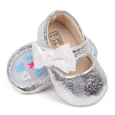 HsdsBebe Baby Girls Mary Jane Flats Non Slip Soft Sole Bowknot Princess Wedding - Image 1 of 4