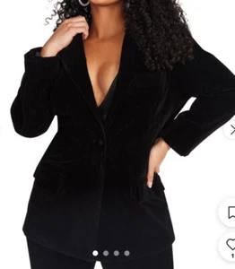 Steve Madden Apparel Womens Size XS Black Velvet Harlow Blazer - Picture 1 of 8