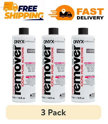(Paquete de 3) Removedor de esmalte de uñas Onyx Professional 100 % acetona pura, 16 fl oz Foto 1 de 4