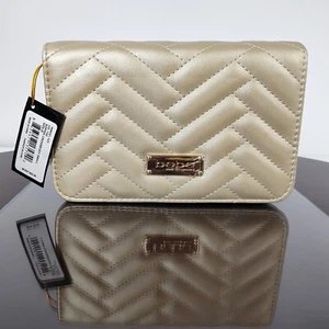 NWT BEBE Gold Sophia Crossbody Bag Small Vegan Purse Quilted Chain Strap 5x7x2 - Picture 1 of 10