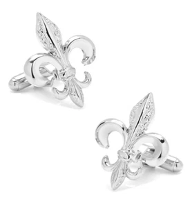 Spectacular Fleur de Lis Design 935 Argentium Silver Men's Cufflinks - Picture 1 of 5