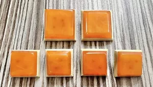 Set of 6 Vintage Square Amber Butterscotch Swirl & Cream Bakelite Buttons - Picture 1 of 7