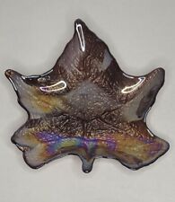 6 Akcam Glass Iridescent Art/Candy Plate Maple Leaf Shaped Dishes from Turkey