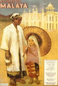 Picturesque Malaya - Federated Malay State Railway - 1930's Travel Poster Magnet - Picture 1 of 2