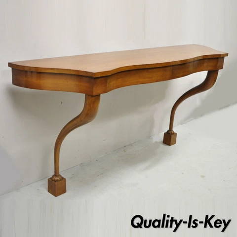 Italian Neoclassical Regency Cherry 2 Drawer Wall Mounted Console Hall Table (A) Cover