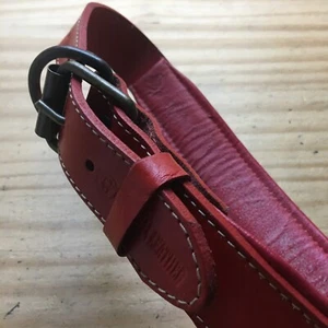 Vintage Logical Leather Kids Red Belt w/ Brass Roller Buckle Stitched 24"L 1.5"W - Picture 1 of 5
