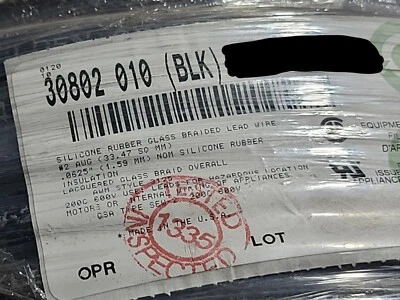 Belden 30802 #2awg trança de vidro SEW-2 conexão de alta temperatura/fio de chumbo 200C preto/1 pé - Imagem 1 de 4