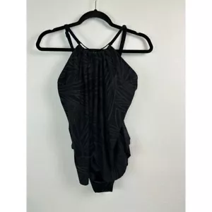 MagicSuit Mujer 10 Negro Hoja Dorada Jill Una Pieza Traje De Baño Cuello Alto Modesto - Imagen 1 de 8