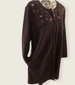 Soft Surroundings Women's Large Long Lined Sweater Duster 100% Wool Coat /Topper - Picture 1 of 10