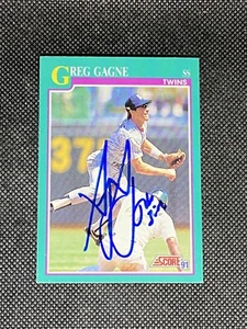 Greg Gagne Minnesota Twins 1991 Score Signed Auto Card #211 ~ COA - Picture 1 of 3