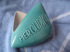CENDRIER PUBLICITAIRE VINTAGE MERCURIO en CERAMIQUE TURQUOISE - marque SIPA