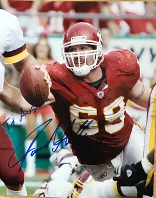 JARED ALLEN Kansas City Chiefs Firmado 8x10 "Hecho en Austin" Foto 1 de 3