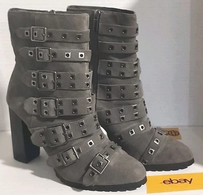 Fergie Juliette Grey Suede Buckle Boots Womens Size 9.5 (T164)(T53) - Image 1 of 4