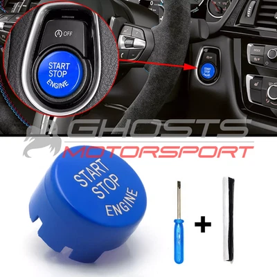 BMW 1 2 3 4 5 SERIES F10 F20 F30 F32 START STOP PUSH BUTTON ENGINE BLUE + TOOL - Image 1 of 4