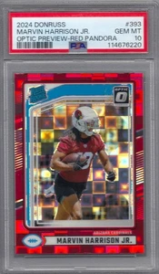 Donruss 2024 - Pandora rojo óptico PSA 10 Marvin Harrison Jr. Arizona Cardinals - Imagen 1 de 3