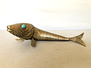 Antico Pesce Grande 14 Pollici Tedesco Articolato Molto Flessibile Placcatura Argento - Foto 1 di 23