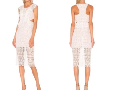 Vestido Alexis Pepa Marfil Encaje XS Volantes Corte Midi Diseñador Romántico Elegante Foto 1 de 4