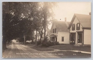 RPPC Main Street Looking West Thorndike Maine ME Residential Houses Postcard - Picture 1 of 2